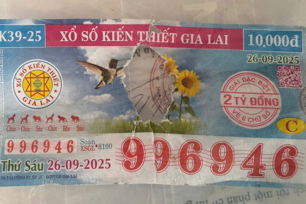 Tờ vé số trúng độc đắc bị rách được trả thưởng