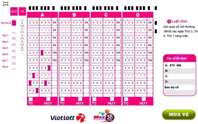 Màn hình mua vé Max 3D Pro để dò thử.