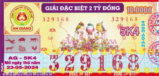 Mẫu vé xổ số kiến thiết An Giang 2
