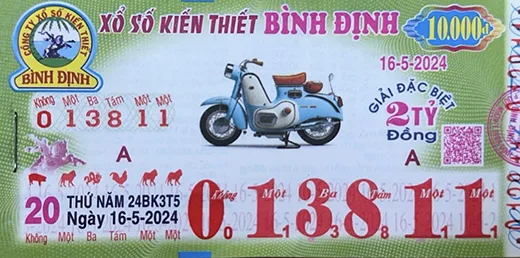 Mẫu vé xổ số kiến thiết Bình Định 1