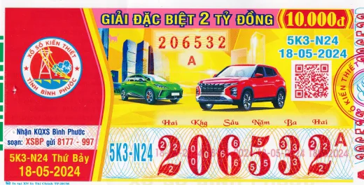 Mẫu vé xổ số kiến thiết Bình Phước 1