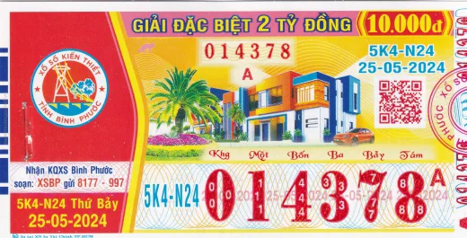 Mẫu vé xổ số kiến thiết Bình Phước 2