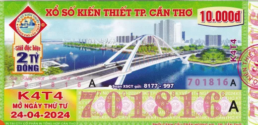 Mẫu vé xổ số kiến thiết Cần Thơ 2