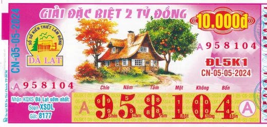 Mẫu vé xổ số kiến thiết Đà Lạt 1