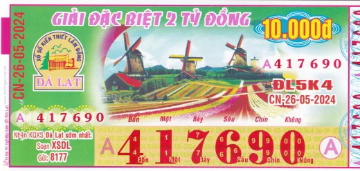 Mẫu vé xổ số kiến thiết Đà Lạt 2