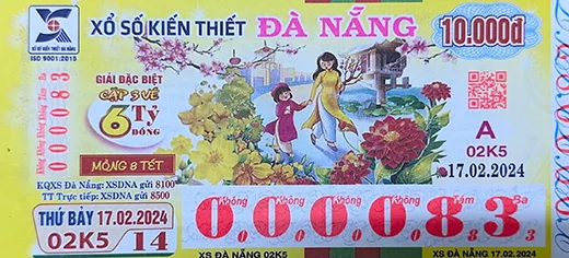 Mẫu vé xổ số kiến thiết Đà Nẵng 2
