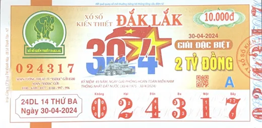 Mẫu vé xổ số kiến thiết Đắk Lắk 1