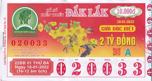 Mẫu vé xổ số kiến thiết Đắk Lắk 2