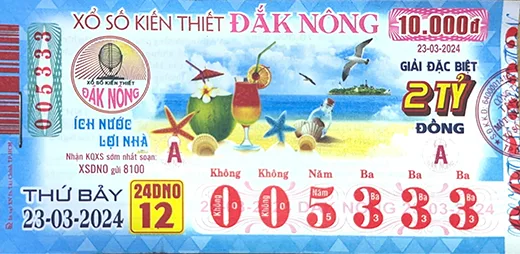 Mẫu vé xổ số kiến thiết Đắk Nông 1