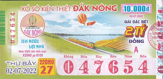 Mẫu vé xổ số kiến thiết Đắk Nông 2
