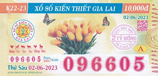 Mẫu vé xổ số kiến thiết Gia Lai 1