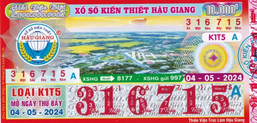 Mẫu vé xổ số kiến thiết Hậu Giang 2