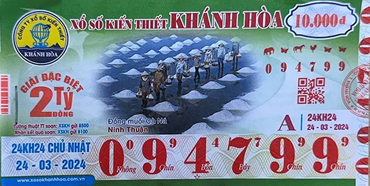 Mẫu vé xổ số kiến thiết Khánh Hòa 1