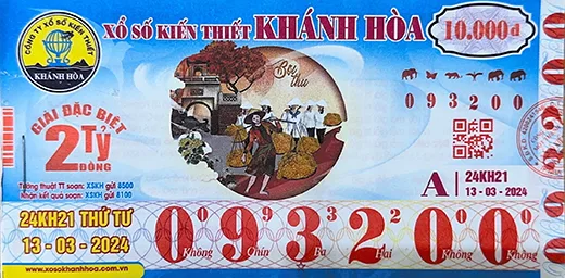Mẫu vé xổ số kiến thiết Khánh Hòa 2