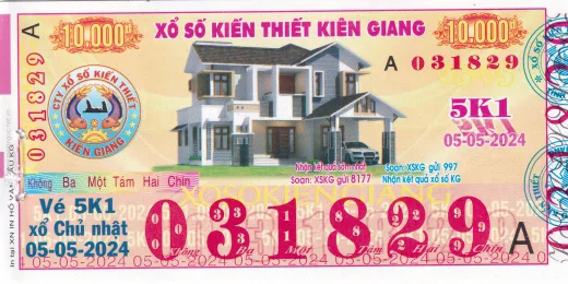 Mẫu vé xổ số kiến thiết Kiên Giang 2