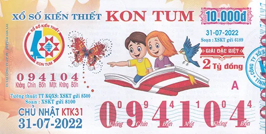 Mẫu vé xổ số kiến thiết Kon Tum 2