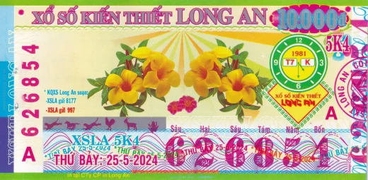 Mẫu vé xổ số kiến thiết Long An 1