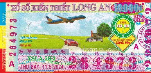 Mẫu vé xổ số kiến thiết Long An 2