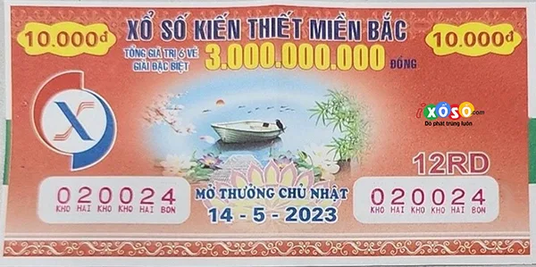Mẫu vé xổ số kiến thiết Miền Bắc 3