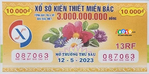 Mẫu vé xổ số kiến thiết Miền Bắc 1