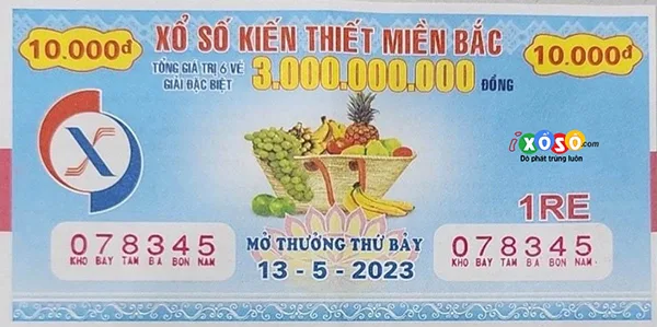 Mẫu vé xổ số kiến thiết Miền Bắc 2
