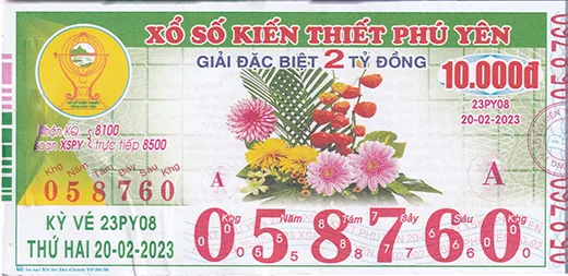 Mẫu vé xổ số kiến thiết Phú yên 1
