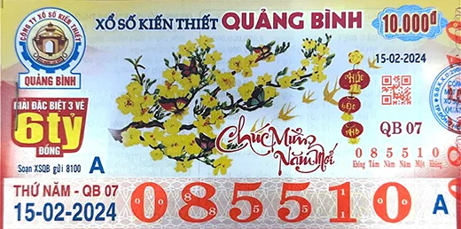 Mẫu vé xổ số kiến thiết Quảng Bình 2