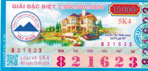 Mẫu vé xổ số kiến thiết Tây Ninh 1