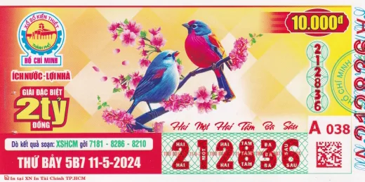 Mẫu vé xổ số kiến thiết TP. HCM 1
