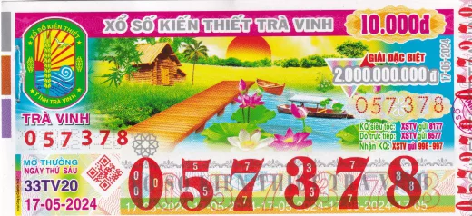 Mẫu vé xổ số kiến thiết Trà Vinh 2