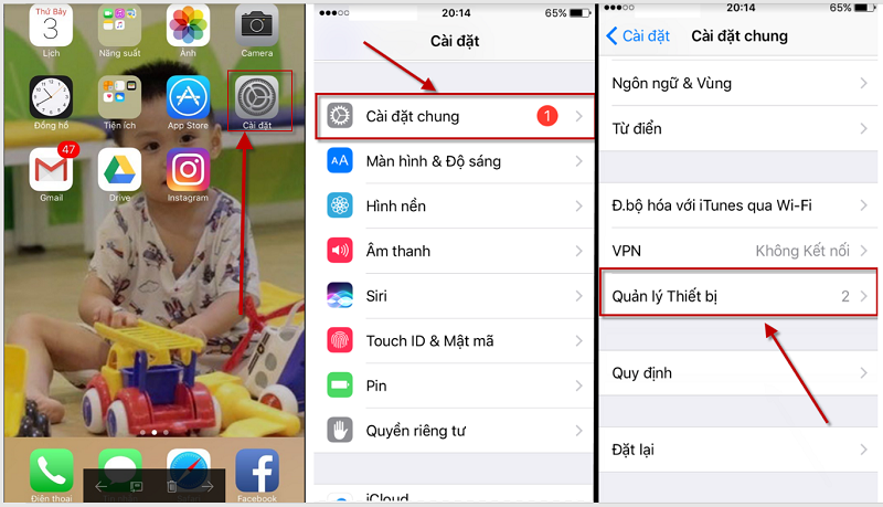 tiến hành cái đặt app