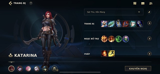 Ngọc bổ trợ cho Katarina trong Tốc Chiến